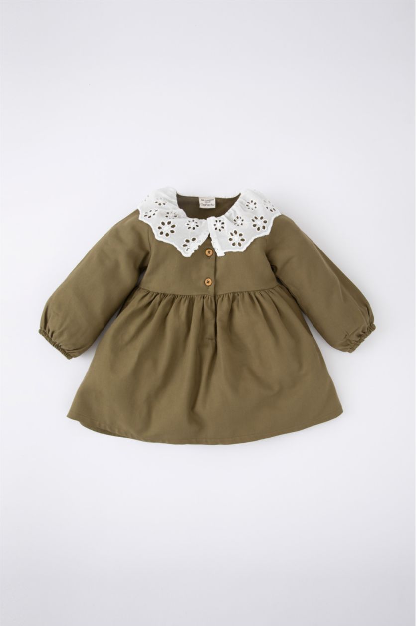 BABY GIRL Khaki Regular Fit Long Sleeve Woven Dress