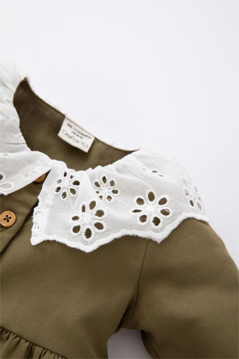 BABY GIRL Khaki Regular Fit Long Sleeve Woven Dress