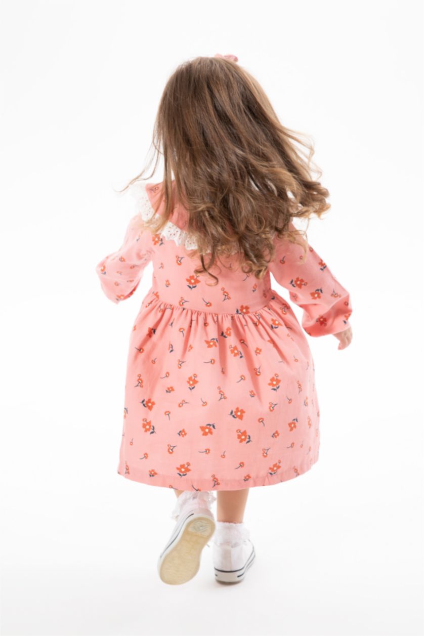 BABY GIRL Rose Regular Fit Flower Long Sleeve Woven Dress