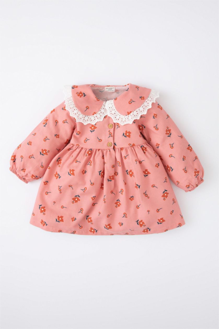 BABY GIRL Rose Regular Fit Flower Long Sleeve Woven Dress