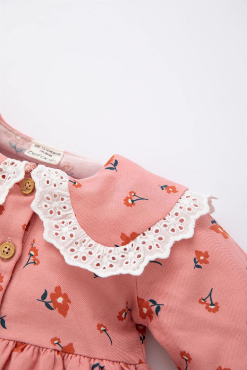 BABY GIRL Rose Regular Fit Flower Long Sleeve Woven Dress