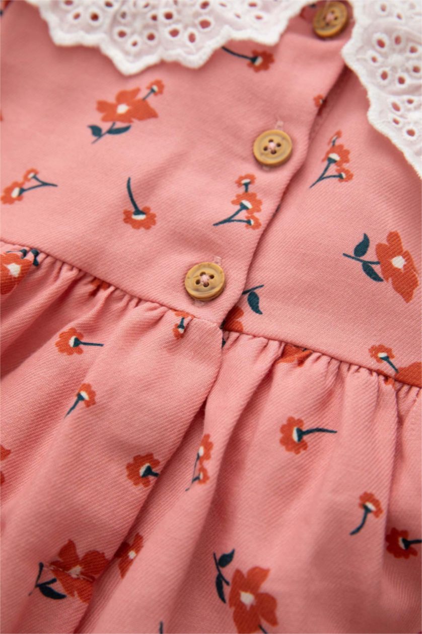 BABY GIRL Rose Regular Fit Flower Long Sleeve Woven Dress