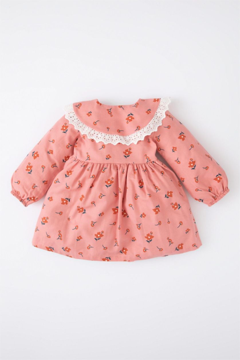 BABY GIRL Rose Regular Fit Flower Long Sleeve Woven Dress