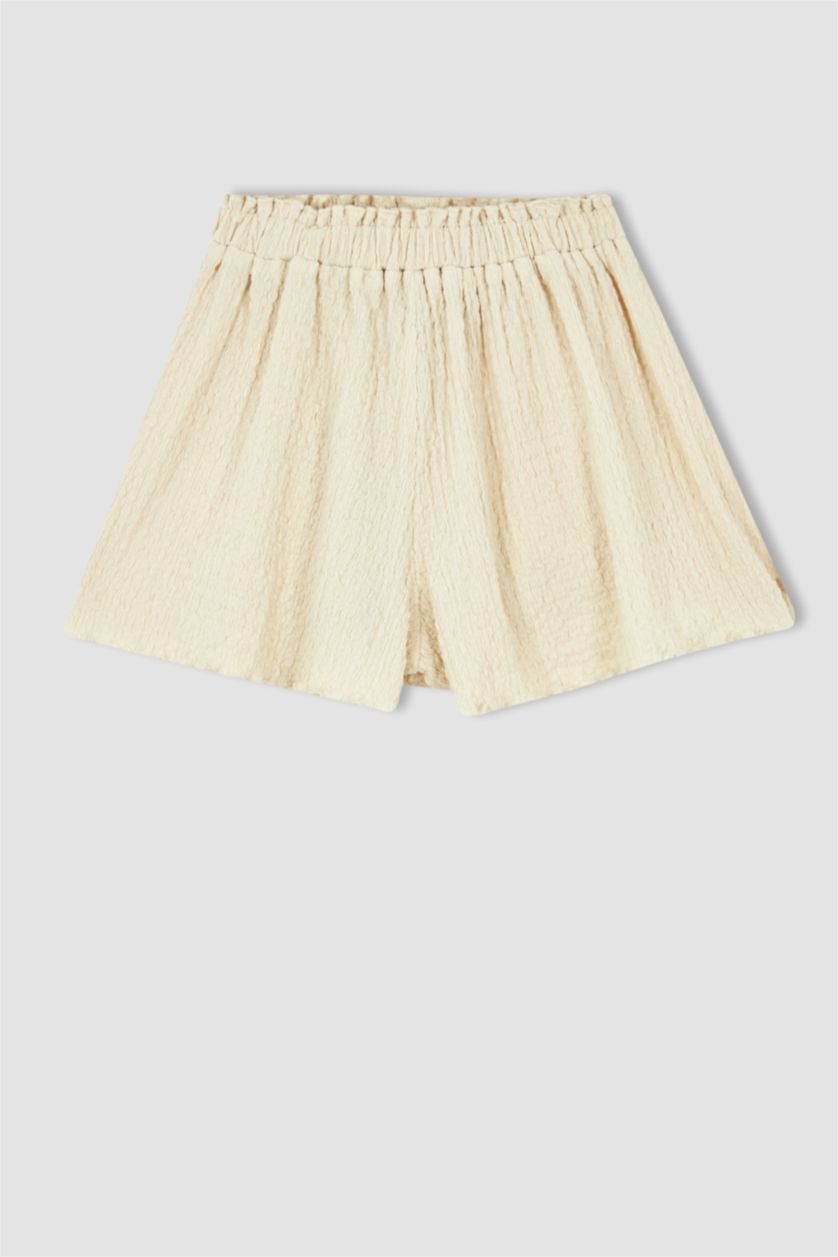 GIRLS & TEENS Beige Girl Flexible Waist Wide Leg Shorts