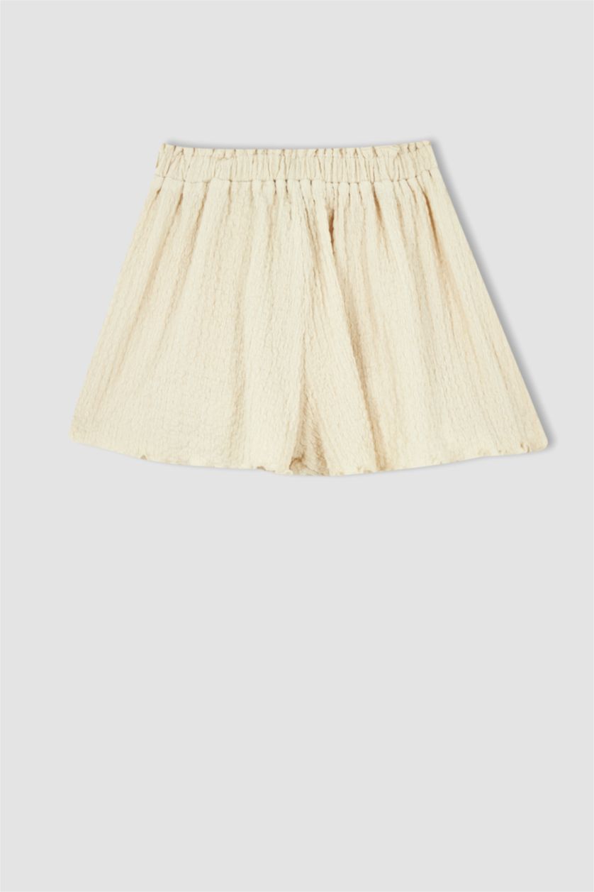 GIRLS & TEENS Beige Girl Flexible Waist Wide Leg Shorts