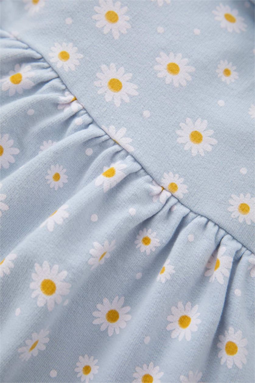 BABY GIRL Light Blue Regular Fit Printed Long Sleeve Knitted Dress