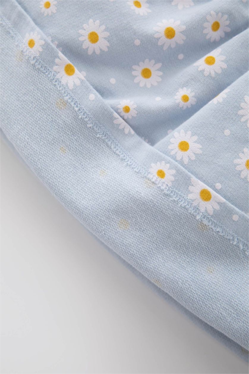 BABY GIRL Light Blue Regular Fit Printed Long Sleeve Knitted Dress