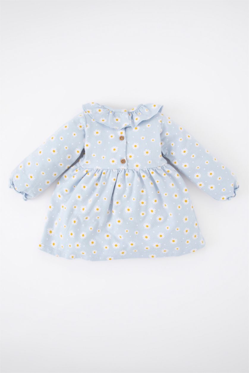 BABY GIRL Light Blue Regular Fit Printed Long Sleeve Knitted Dress
