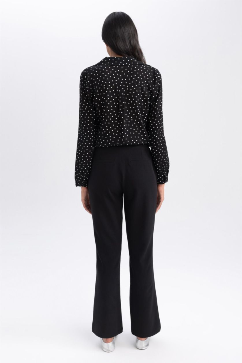 حريمي أسود بنطلون بقصة مستقيمة وخصر عالي