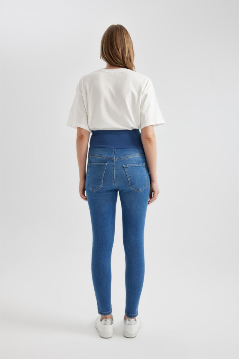 WOMAN Indigo Skinny Fit Normal Waist Ripped Detailed Maternity Trousers