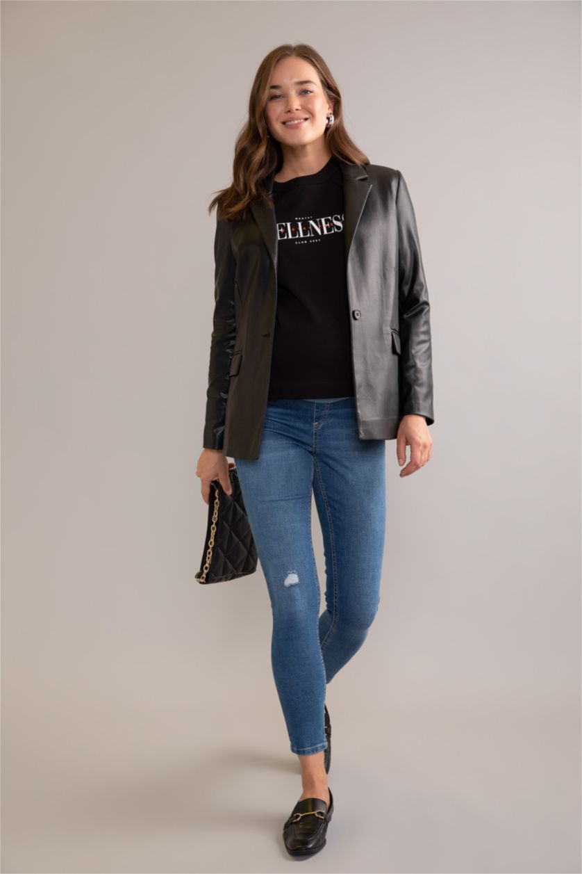 WOMAN Indigo Skinny Fit Normal Waist Ripped Detailed Maternity Trousers