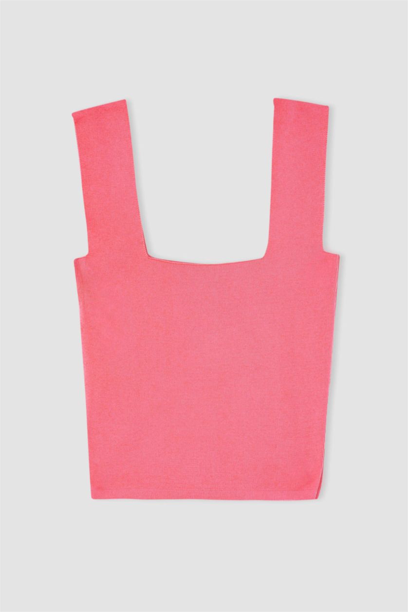 FEMME Rose Clair Ajusté U Neck Strap Tricots Crop Athlète