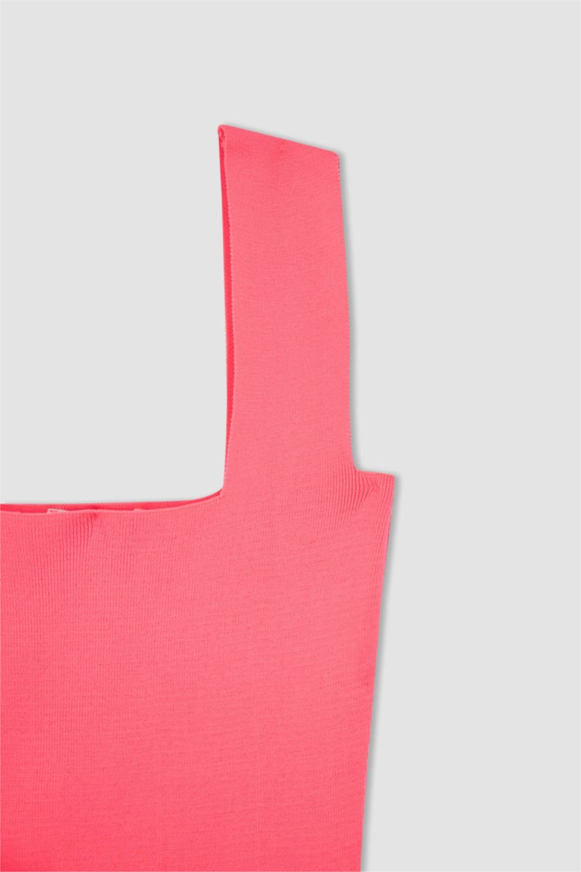 FEMME Rose Clair Ajusté U Neck Strap Tricots Crop Athlète