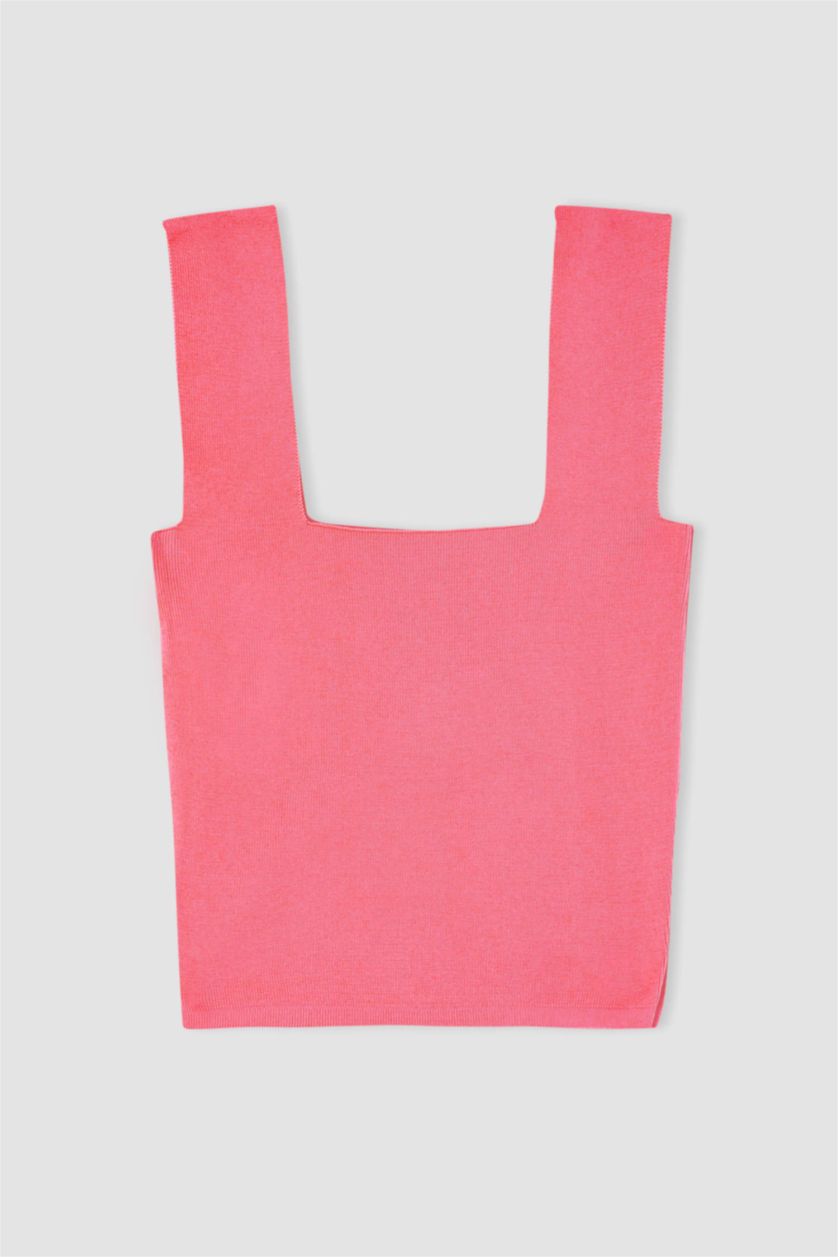 FEMME Rose Clair Ajusté U Neck Strap Tricots Crop Athlète