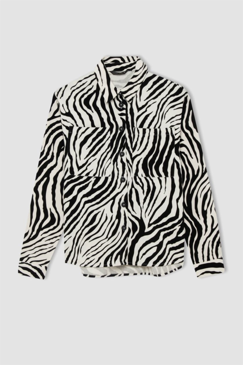 WOMAN Black Oversize Fit Gabardine Long Sleeve Shirt