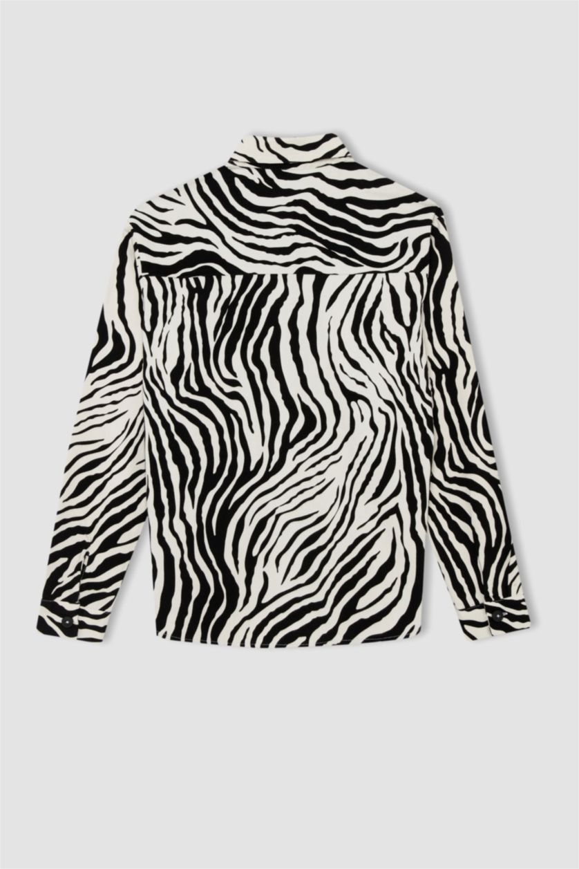 WOMAN Black Oversize Fit Gabardine Long Sleeve Shirt