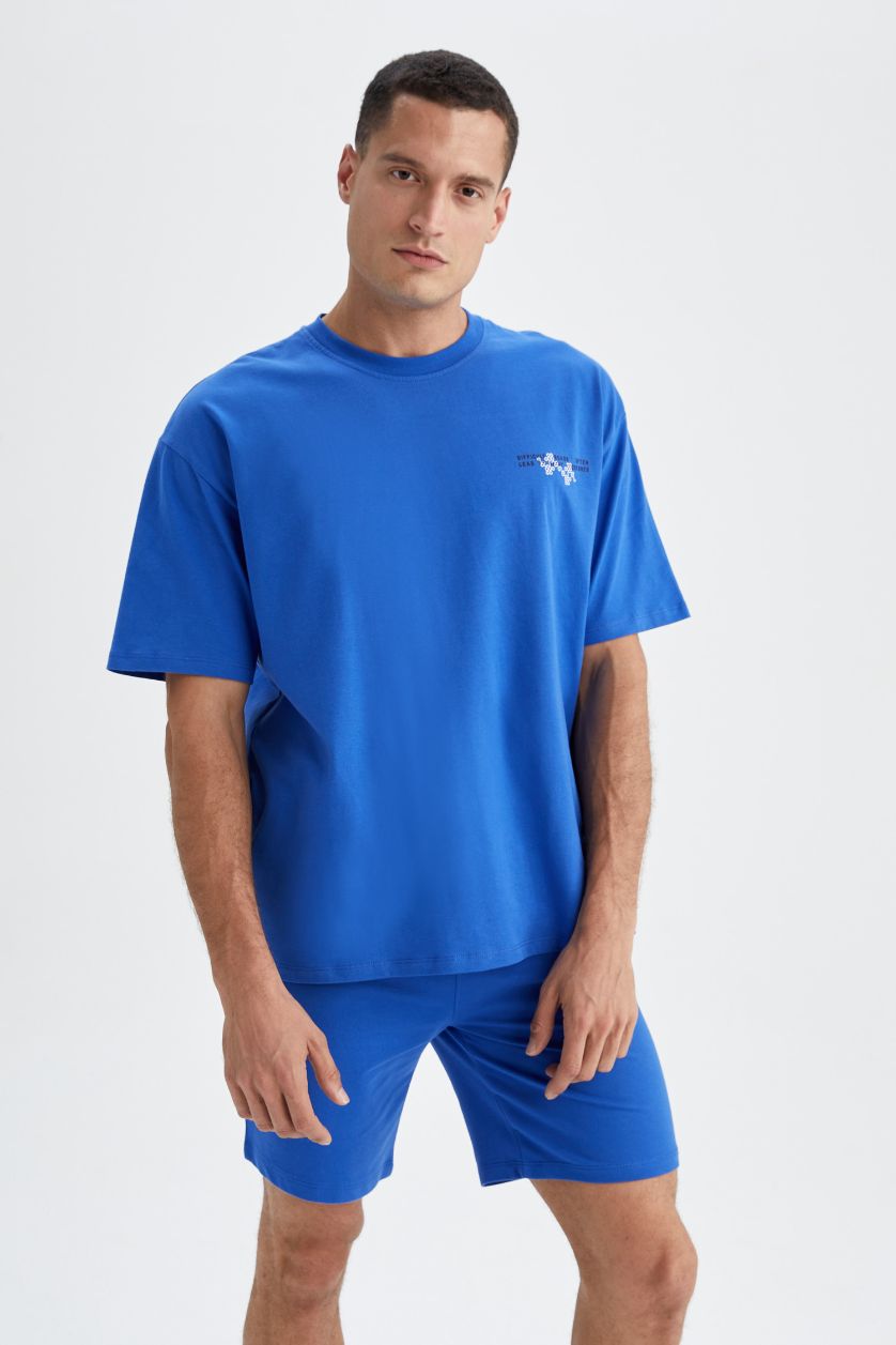 Erkek Royal Oversize Fit Sırt Baskılı %100 Pamuk Tişört