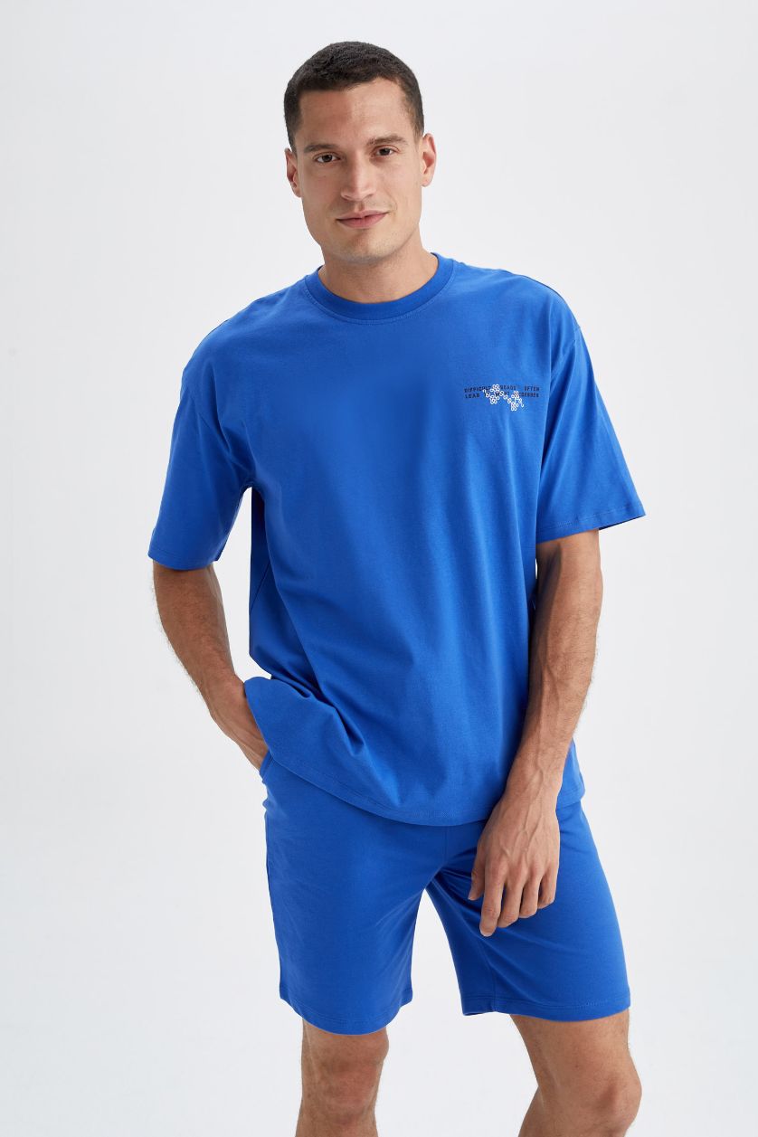 Erkek Royal Oversize Fit Sırt Baskılı %100 Pamuk Tişört