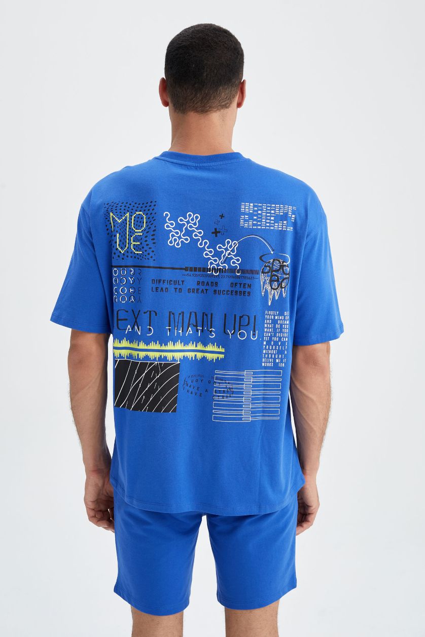 Erkek Royal Oversize Fit Sırt Baskılı %100 Pamuk Tişört