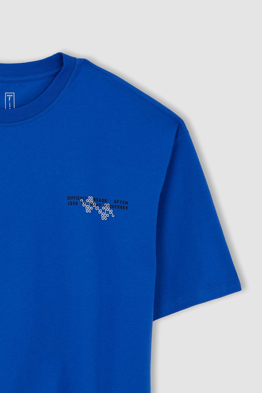 Erkek Royal Oversize Fit Sırt Baskılı %100 Pamuk Tişört