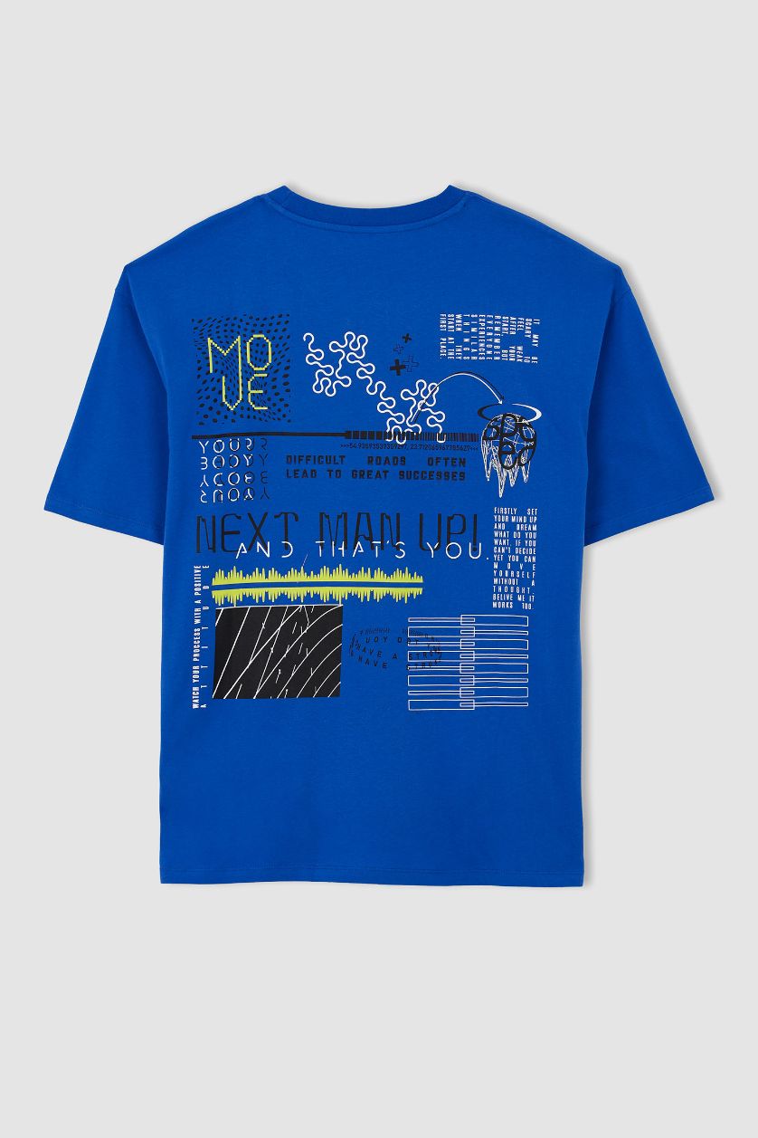 Erkek Royal Oversize Fit Sırt Baskılı %100 Pamuk Tişört