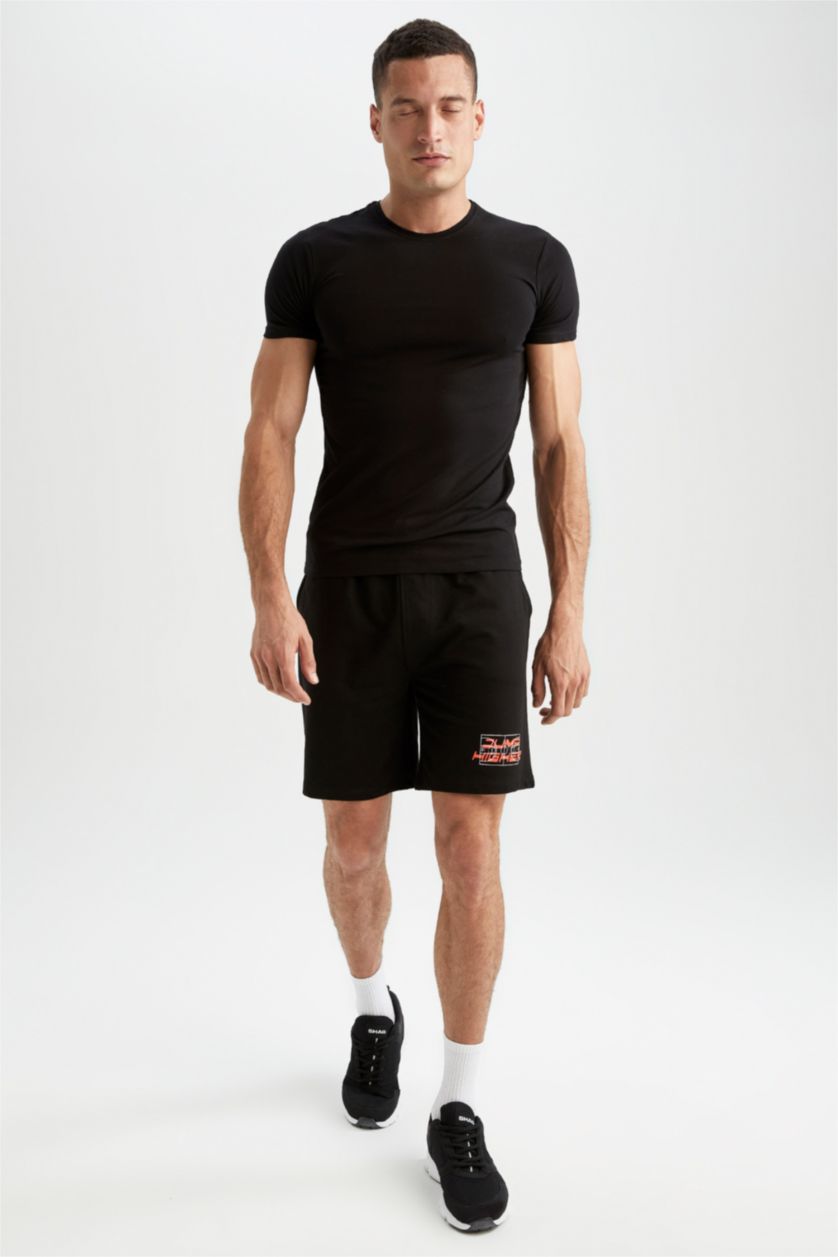 رجال أسود شورت كابري سليم فيت ستاندارت