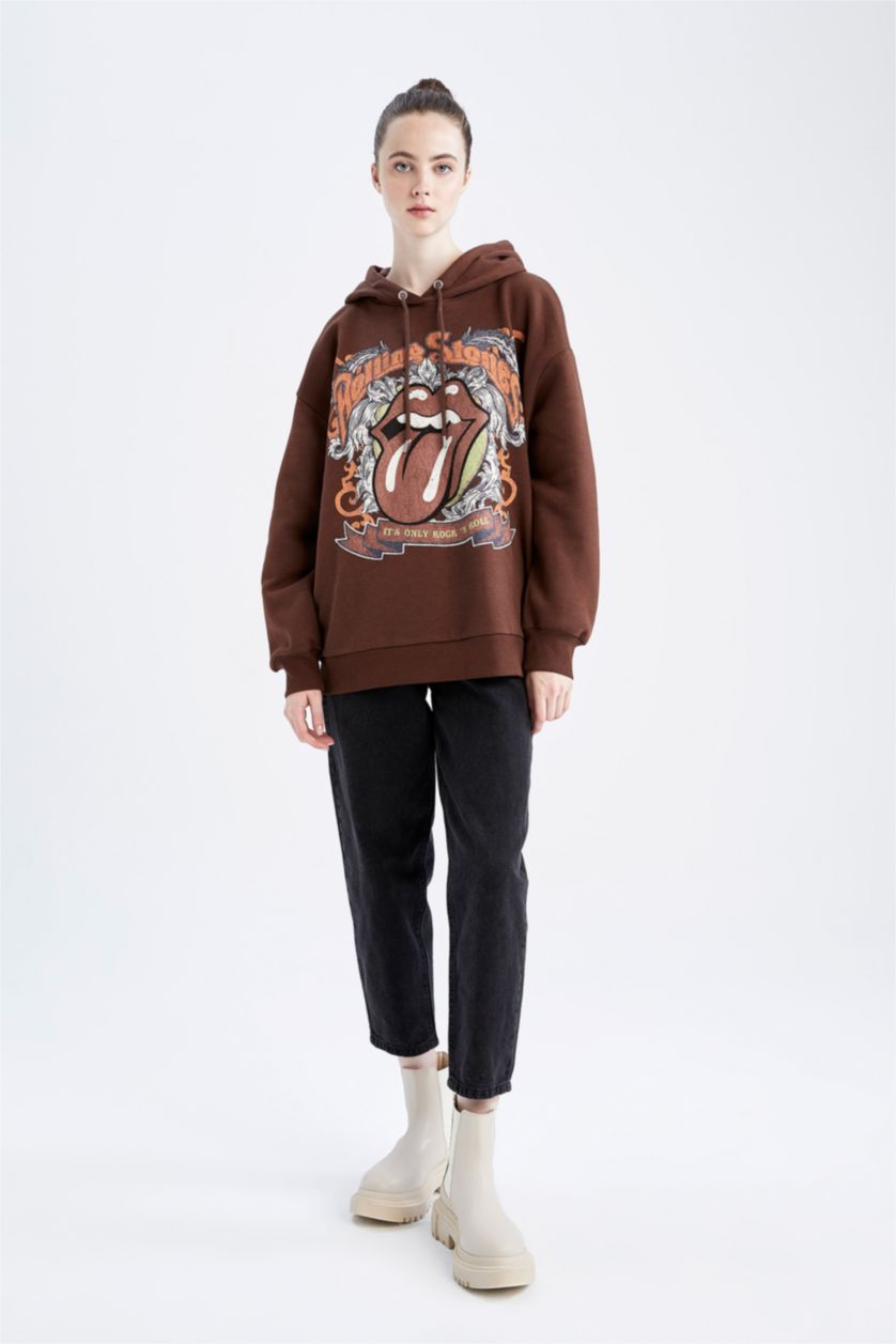 نساء بني Oversize Fit Thick Sweatshirt Fabric Sweatshirt