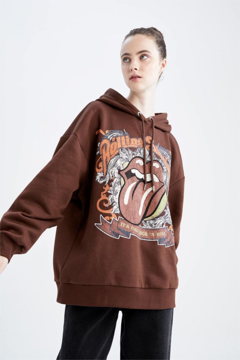نساء بني Oversize Fit Thick Sweatshirt Fabric Sweatshirt