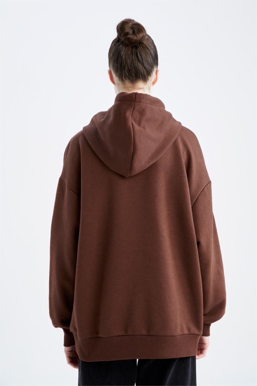 نساء بني Oversize Fit Thick Sweatshirt Fabric Sweatshirt