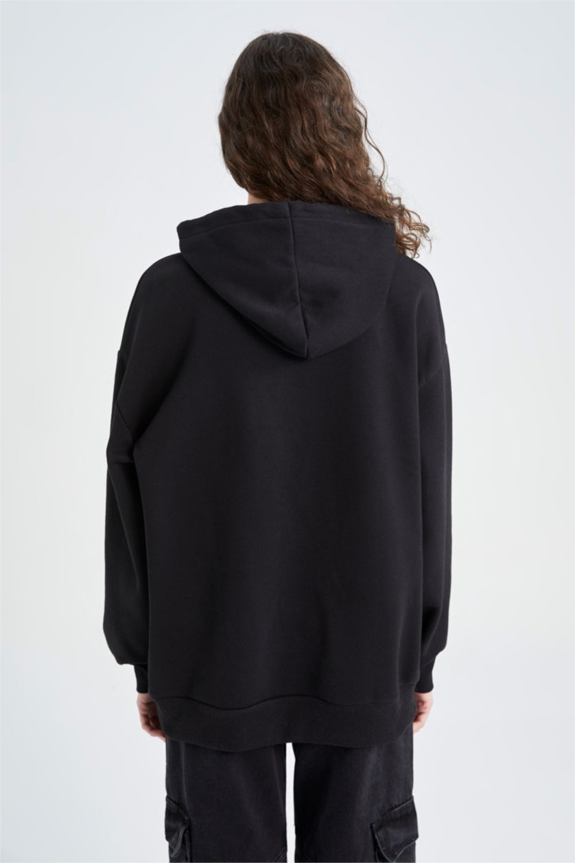 WOMAN Black Oversize Fit Pink Floyd Printed Long Sleeve Sweatshirt