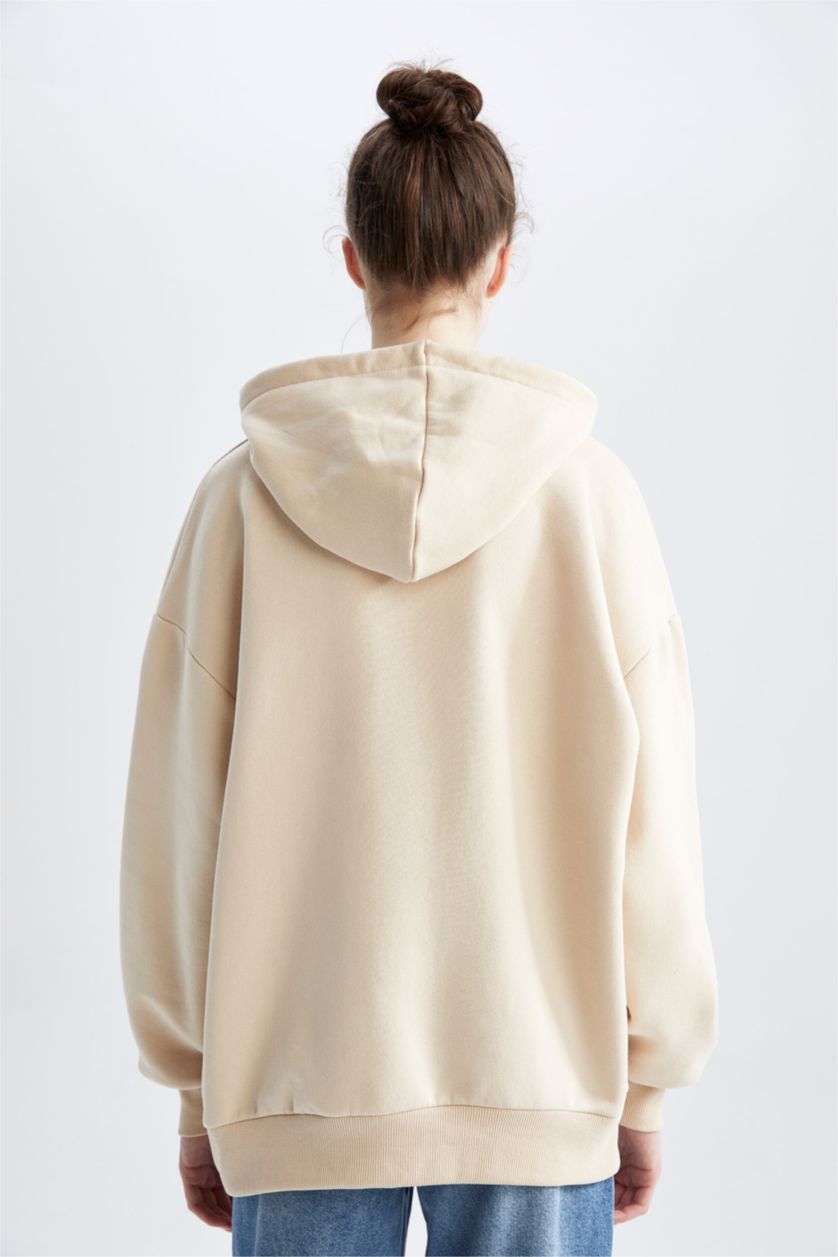 FEMME Beige Sweat-Shirt Large À Capuche