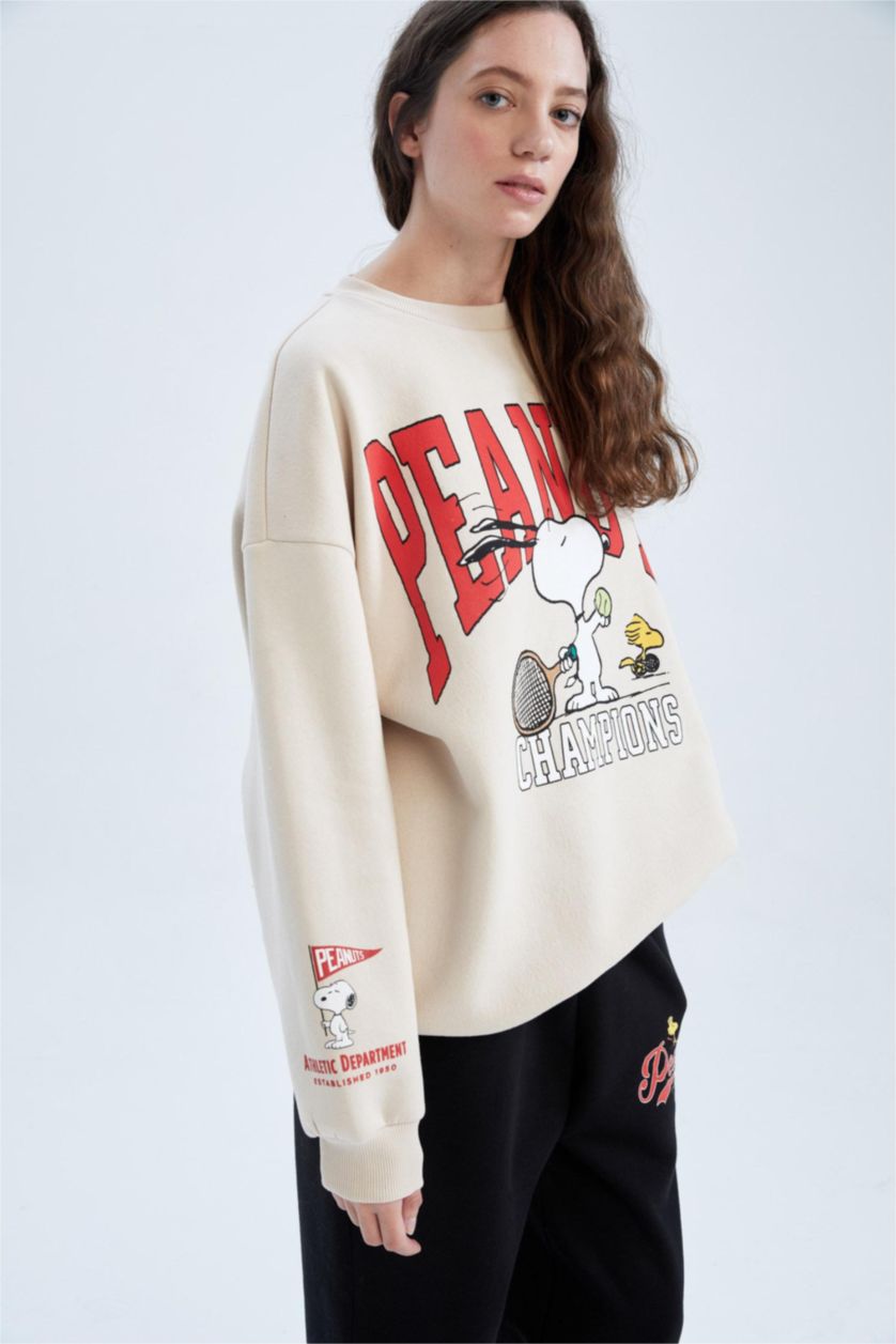 Kadın Bej Oversıze Kalın Kumaş Sweatshirt