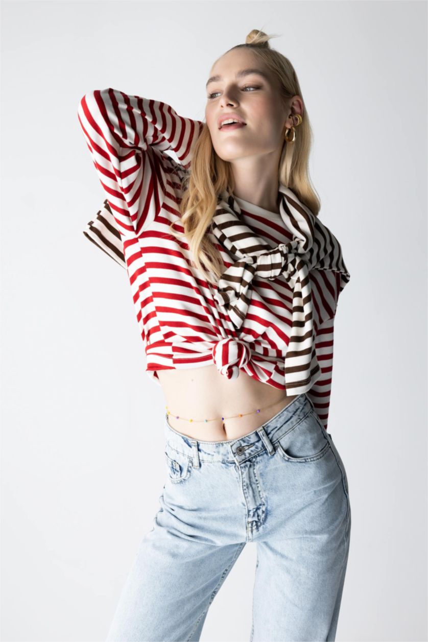 WOMAN Red Regular Fit Long Sleeve T-Shirt
