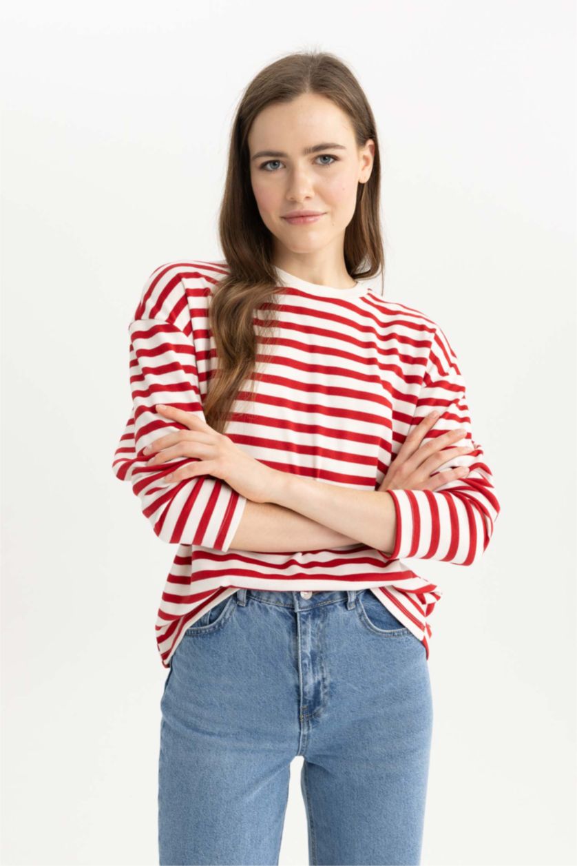 WOMAN Red Regular Fit Long Sleeve T-Shirt
