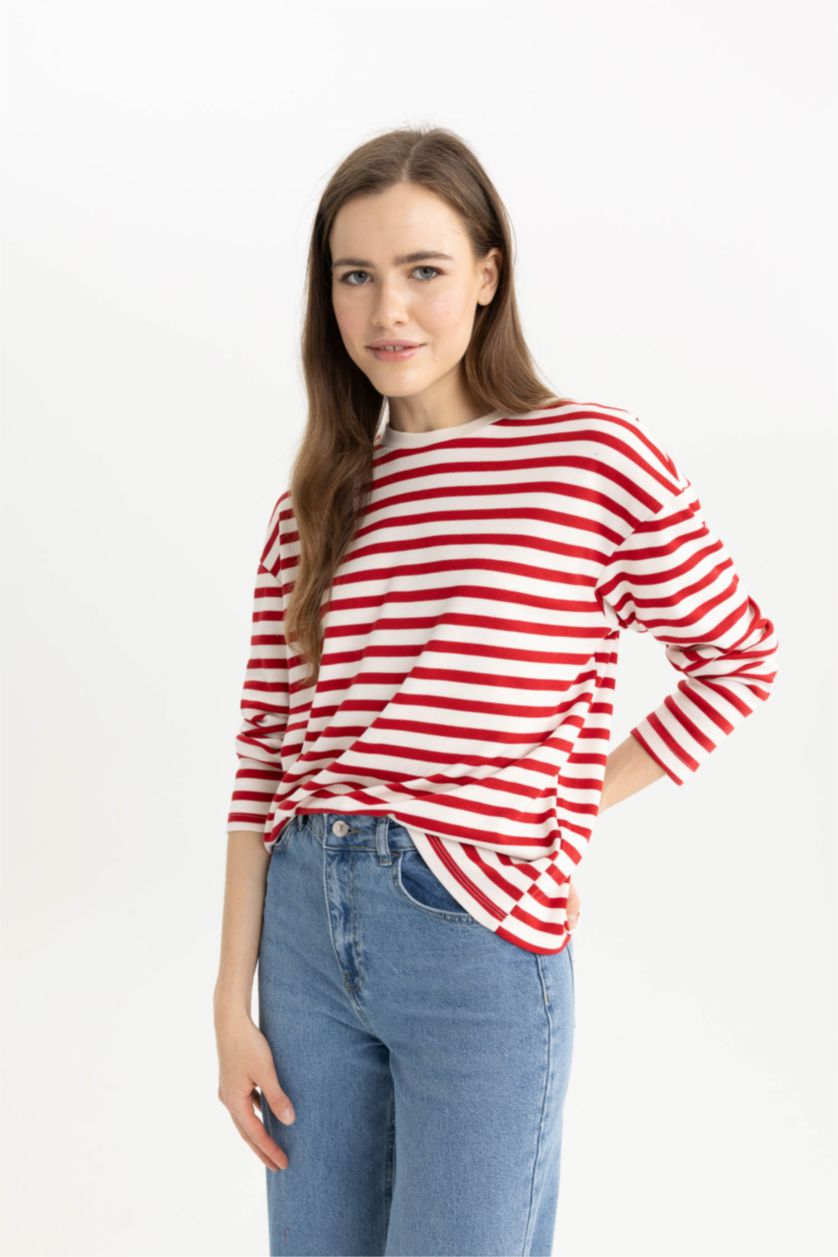WOMAN Red Regular Fit Long Sleeve T-Shirt