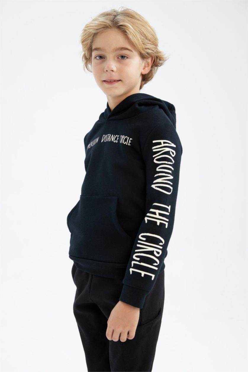 أولادي أسود سويت شيرت ولادي بغطاء رأس