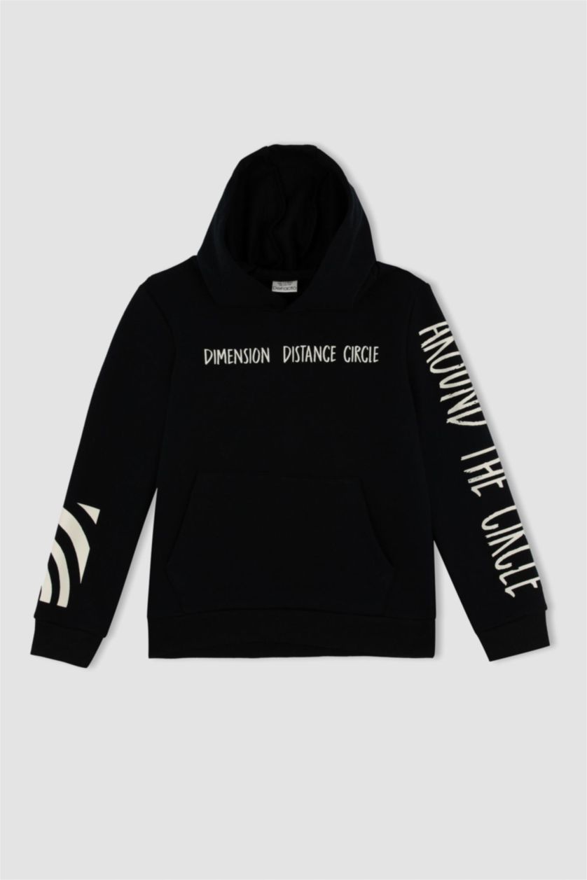 أولادي أسود سويت شيرت ولادي بغطاء رأس