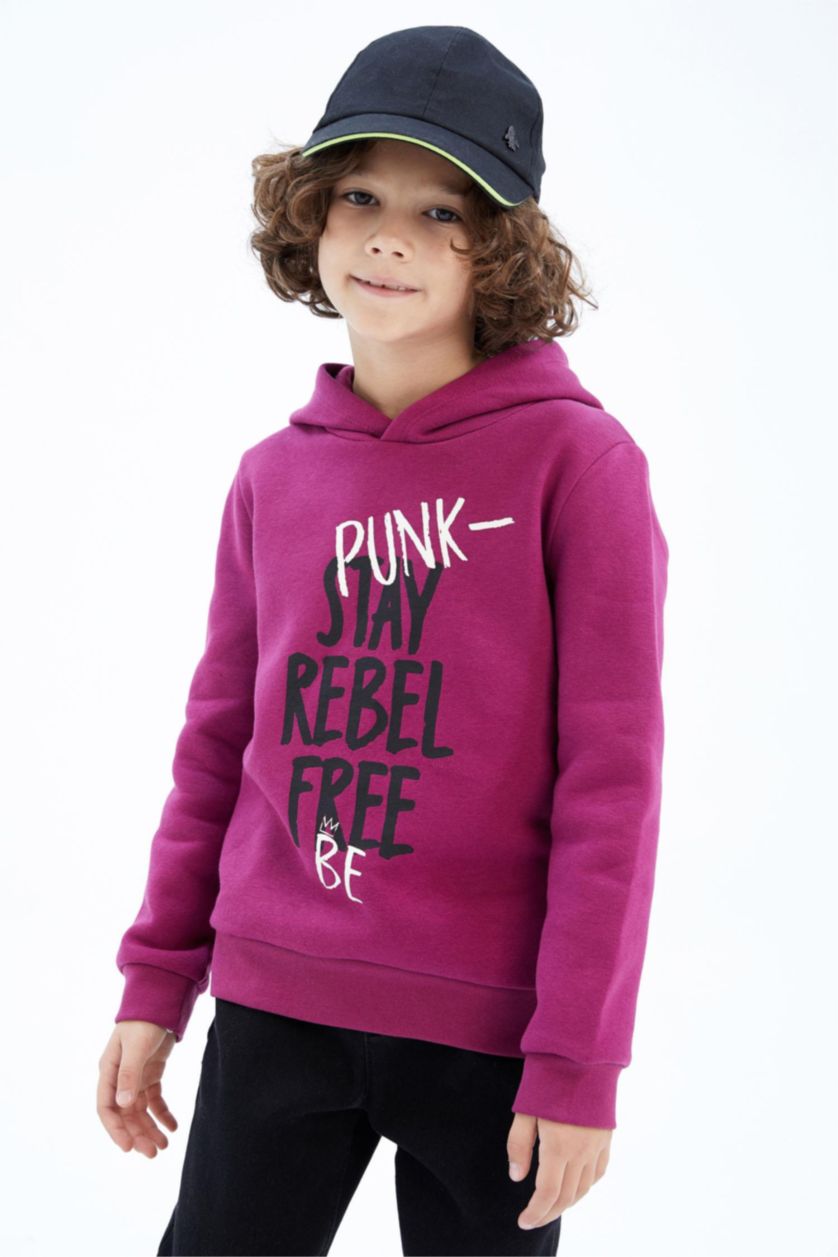 BOYS & TEENS Purple Regular Fit Hooded Sweatshirt