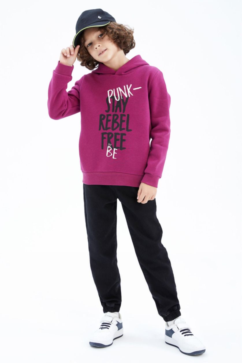 BOYS & TEENS Purple Regular Fit Hooded Sweatshirt