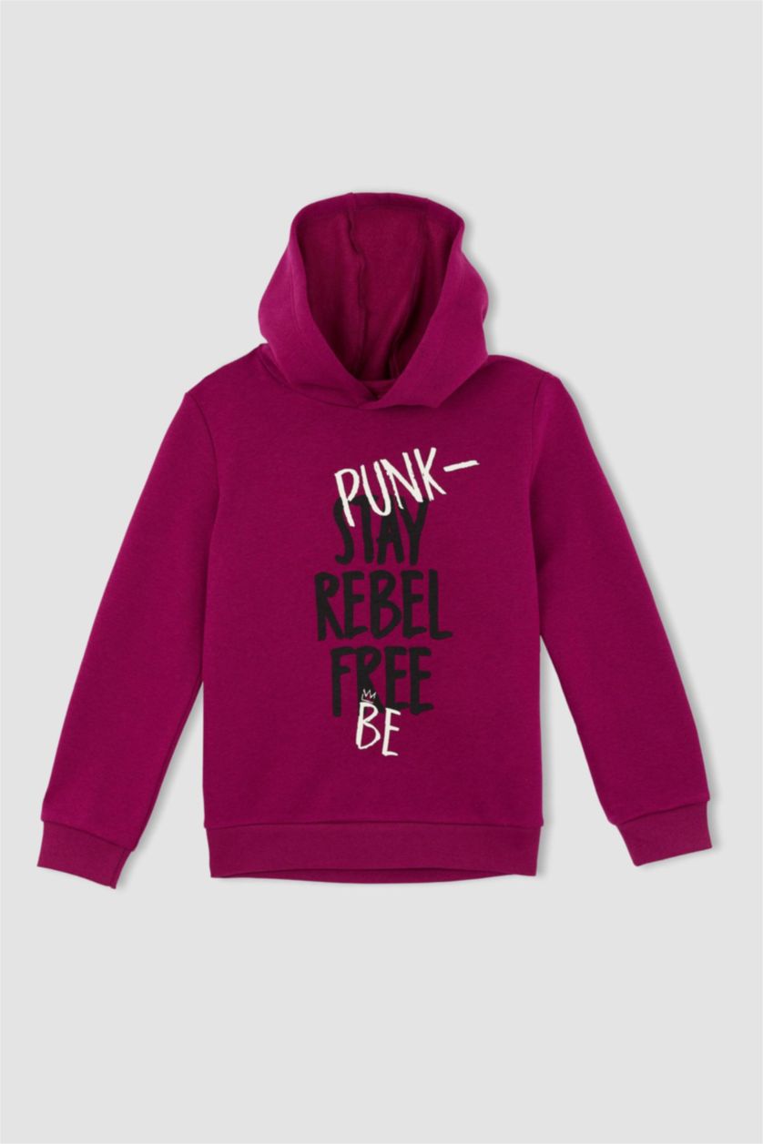 BOYS & TEENS Purple Regular Fit Hooded Sweatshirt