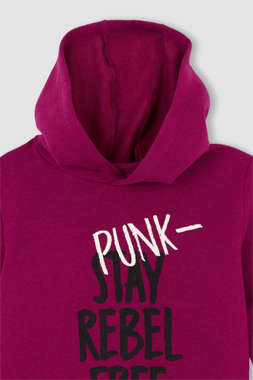 BOYS & TEENS Purple Regular Fit Hooded Sweatshirt