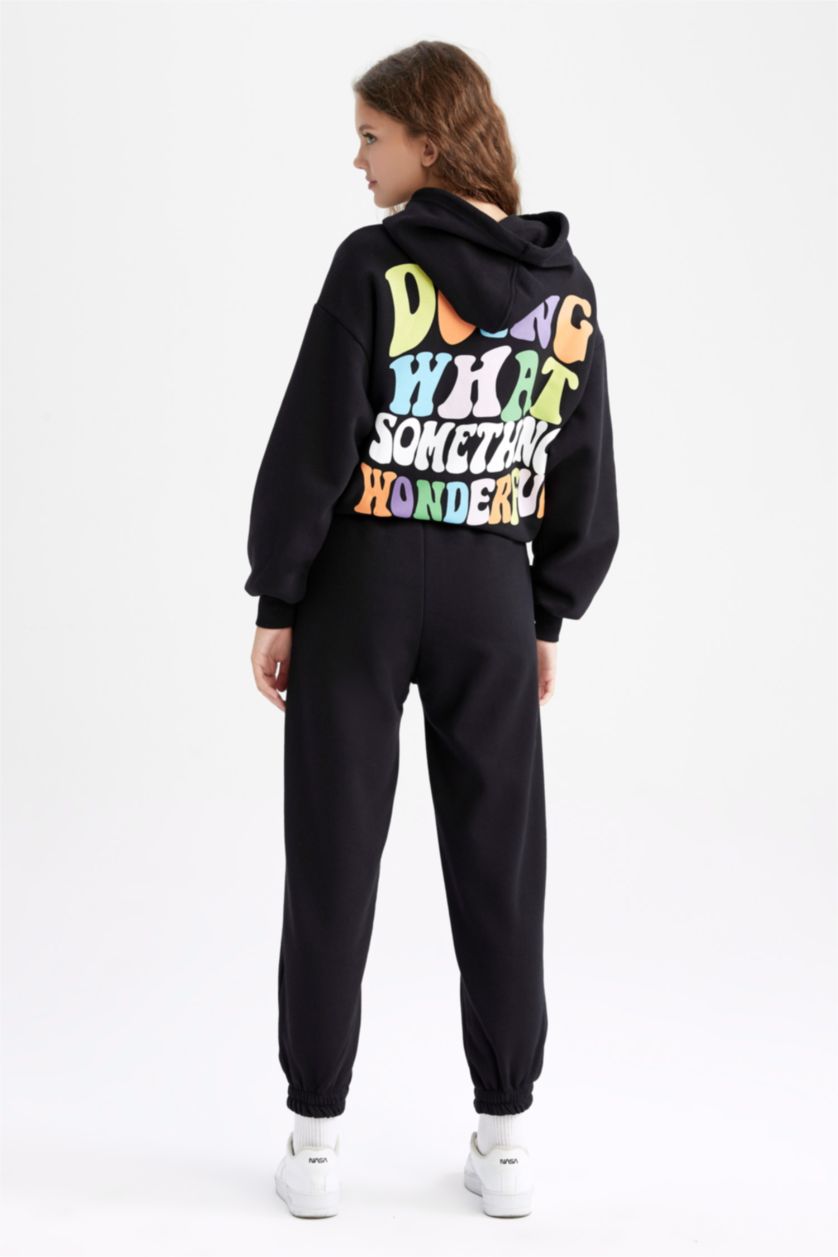 نساء أسود بنطلون سويت بانتس قصة فضاضة مطبوع