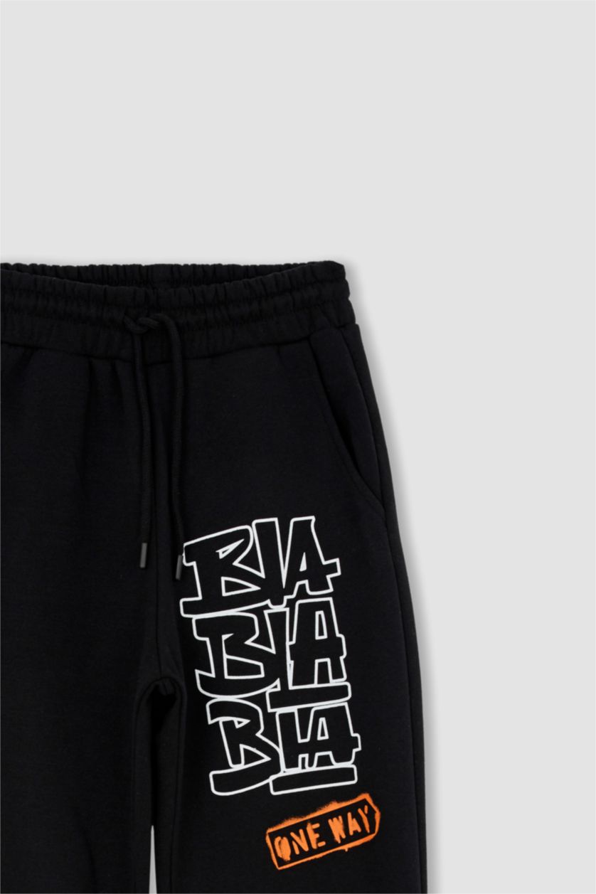 نساء أسود بنطلون سويت بانتس قصة فضاضة مطبوع