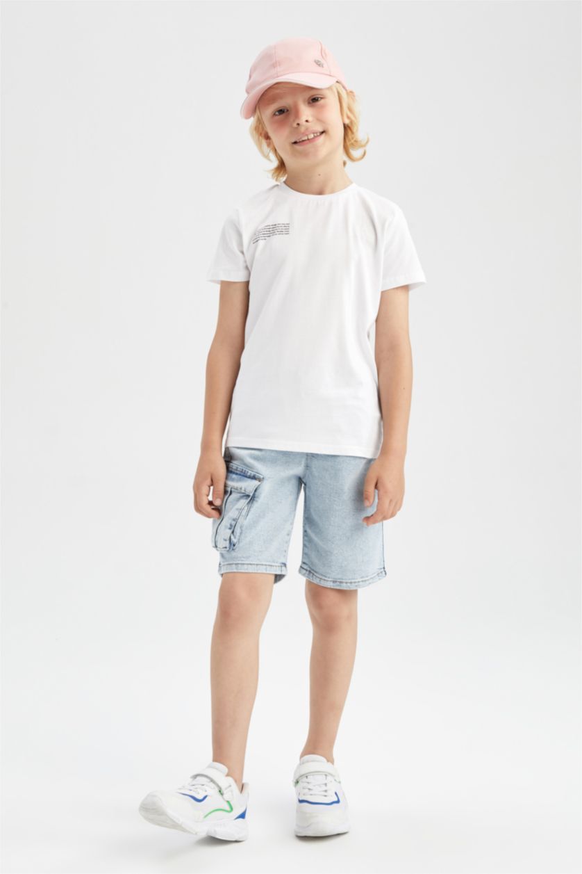 GARÇONS Blanc T-Shirt Coupe Classique À Manches Courtes