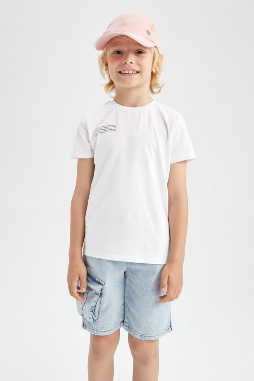 GARÇONS Blanc T-Shirt Coupe Classique À Manches Courtes