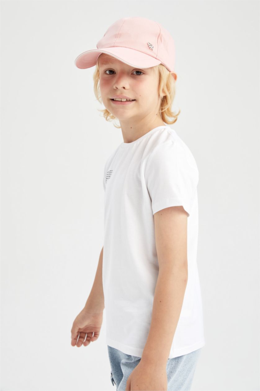 GARÇONS Blanc T-Shirt Coupe Classique À Manches Courtes