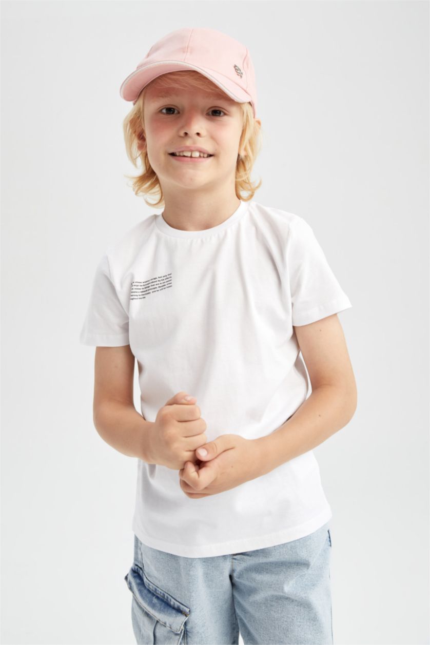 GARÇONS Blanc T-Shirt Coupe Classique À Manches Courtes