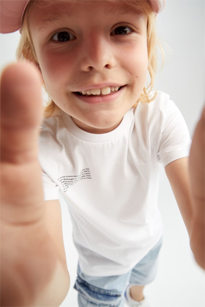 GARÇONS Blanc T-Shirt Coupe Classique À Manches Courtes