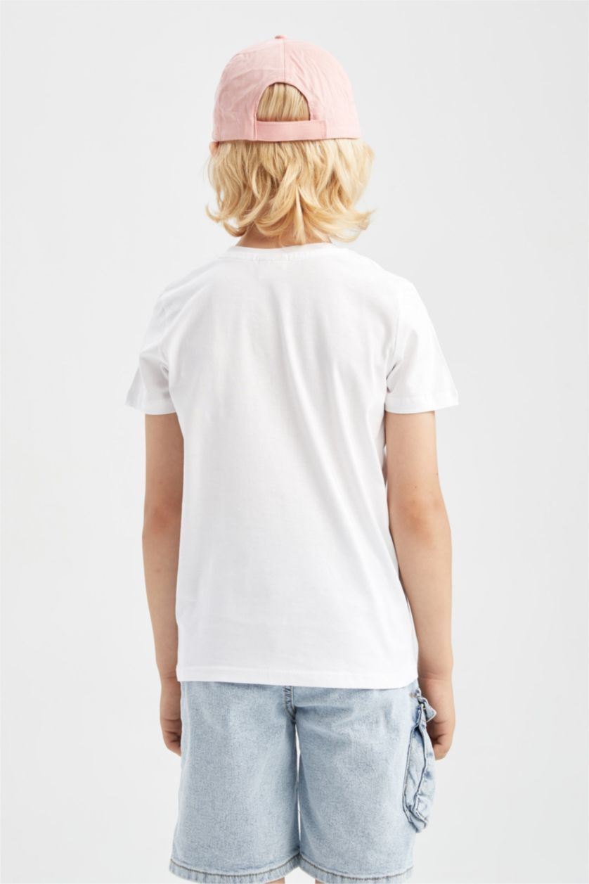 GARÇONS Blanc T-Shirt Coupe Classique À Manches Courtes