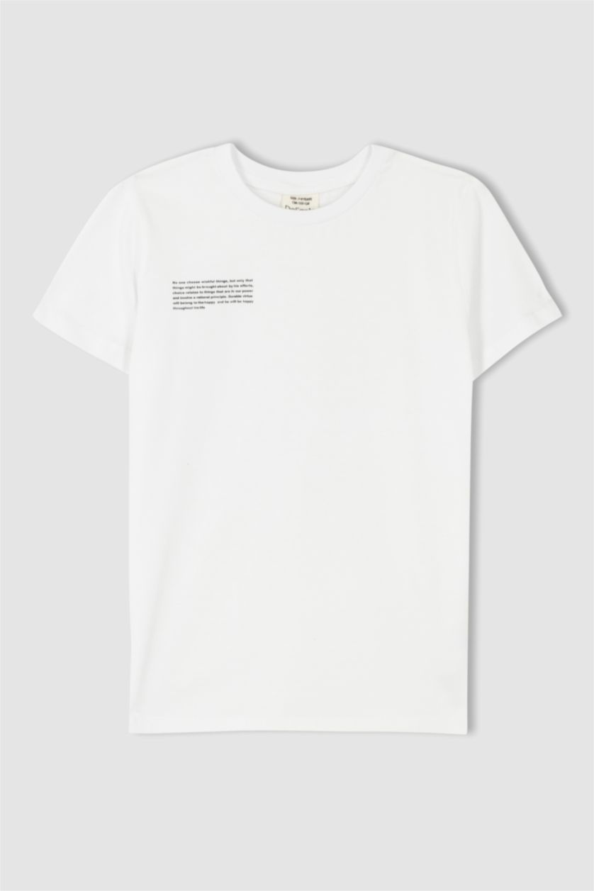 GARÇONS Blanc T-Shirt Coupe Classique À Manches Courtes